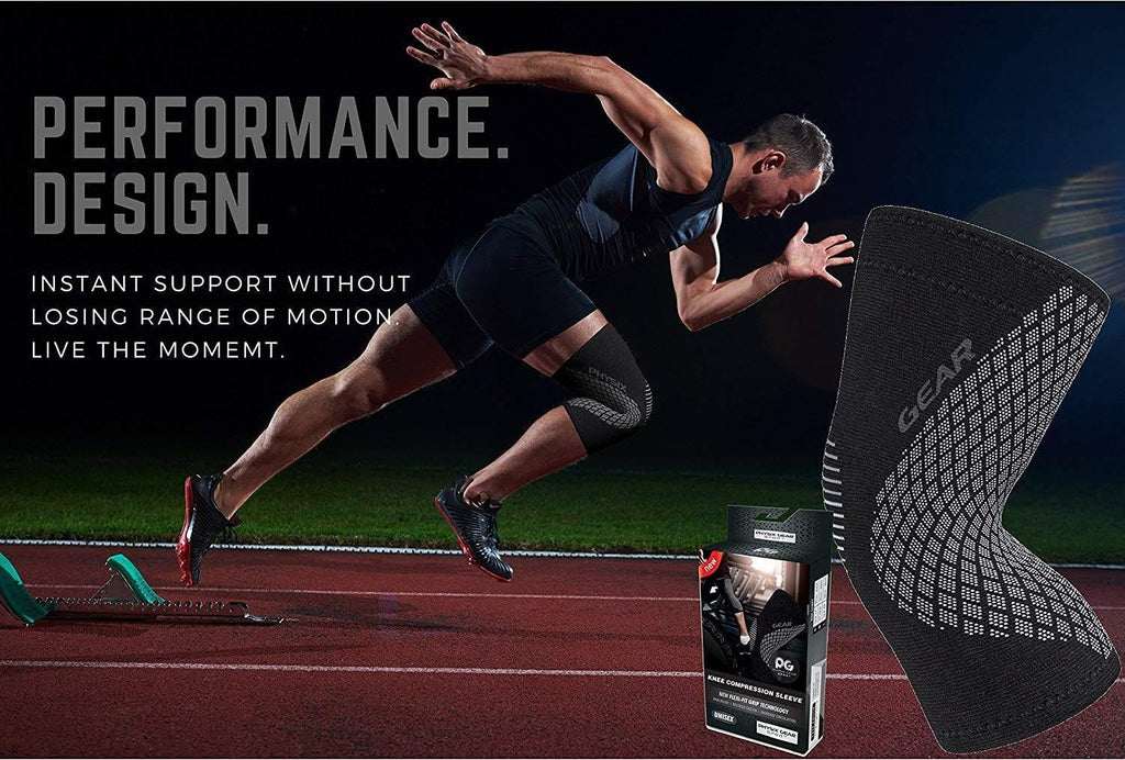 Physix Gear Knee Compression Sleeve for Men & Women - Best Compression Knee Brace for Walking, Running, Gym, Basketball, Weightlifting,Workout, Sports - Knee Sleeves Support Compression & Stability